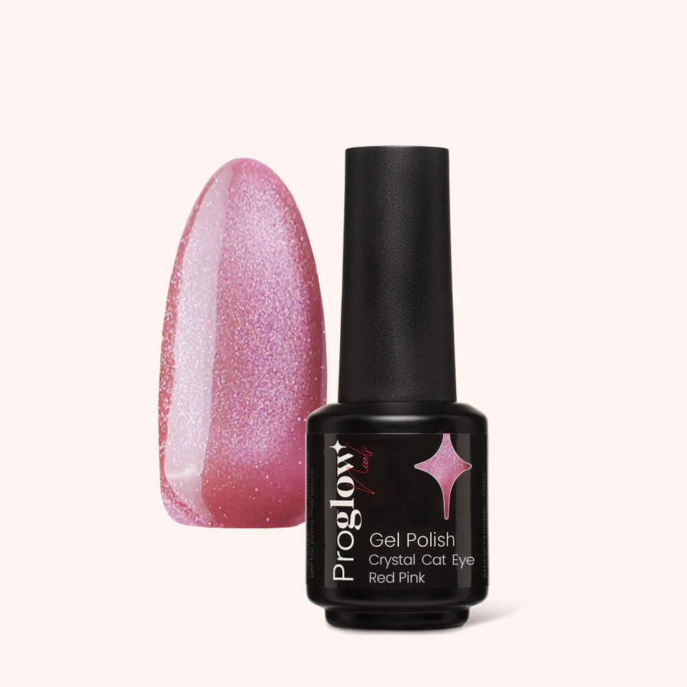 Gel Polish Crystal Cat Eye Red Pink