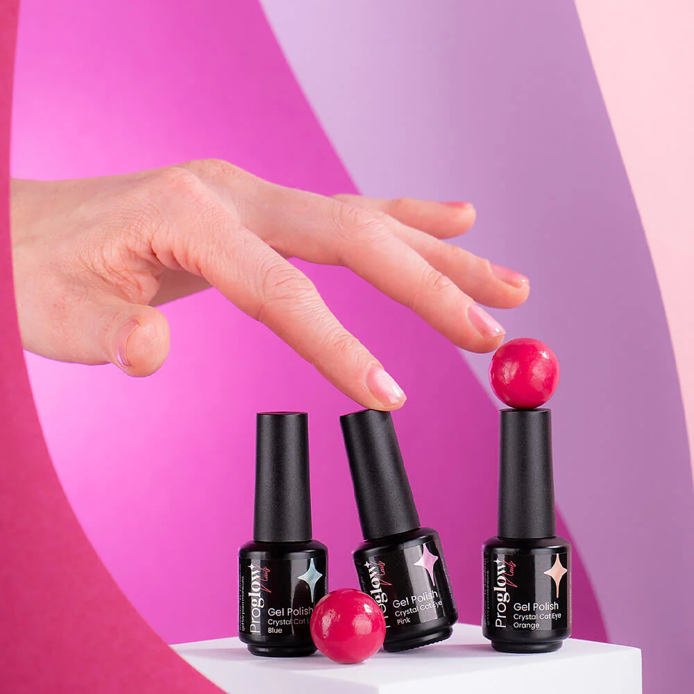 Gel Polish Crystal Cat Eye Red Pink - Image 3