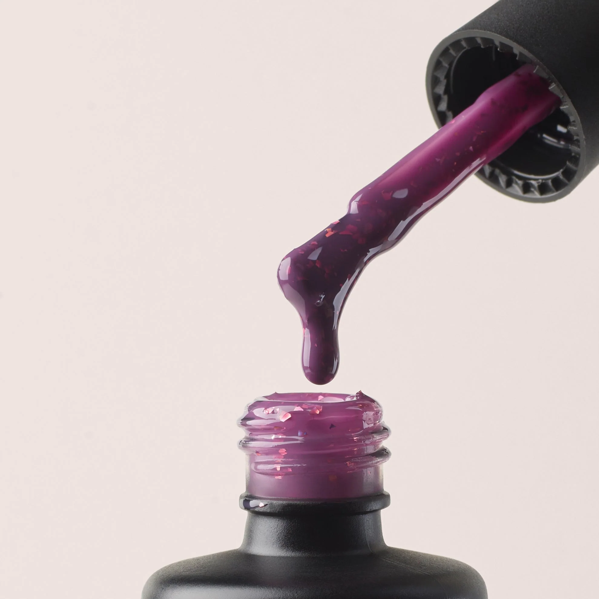 Gel Polish VSP Gummy Base Plum Golden Flakes - Image 3